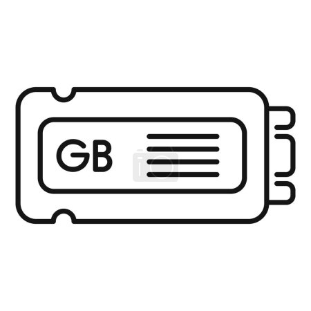 SSD gb Speichersymbol Umrissvektor. Produktbyte. Feststoffblitz