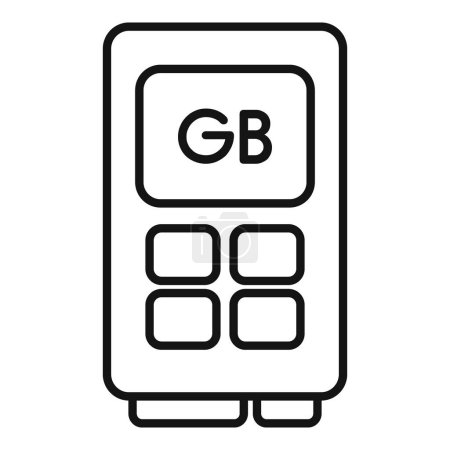 Gb carte mémoire icône contour vecteur. Machine solide. Disque d'ordinateur