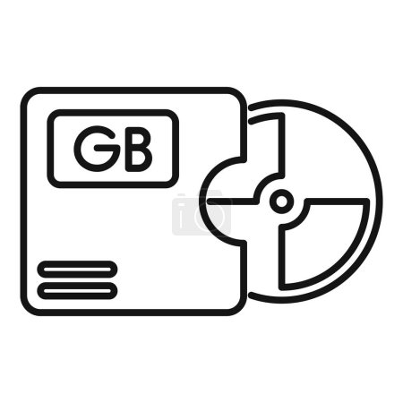 Disk gb focus solid icon outline vektor. Byte in Wolkengröße. Computer-Blitz-Kunststoff