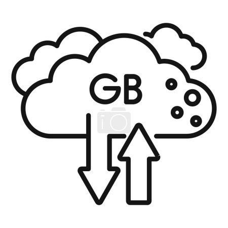 Cloud Big Data Icon Outline Vektor. Byte in Wolkengröße. Solide Shutter-Hardware
