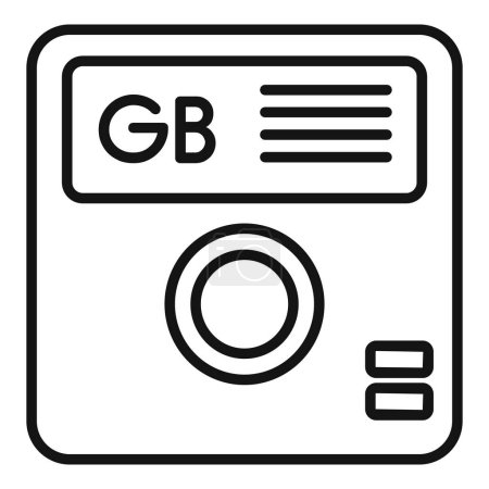 GB carte icône contour vecteur. Archiver la sauvegarde d'état. État du disque informatique