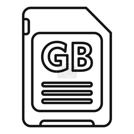 GB Flash-Speicherkarte Symbol Umrissvektor. Maschine solide. Backup ssd