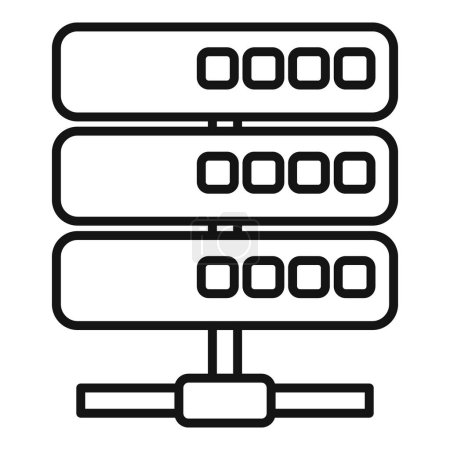 Server-Daten unterstützen einen Umrissvektor mit Symbolen. Festplattenspeicher. Mikromobiler Fokus