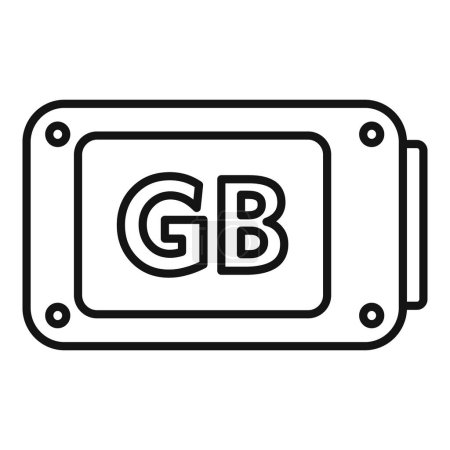 GB Speicherfokus-Symbol Umrissvektor. Staatliches Backup ssd. Device disk sd