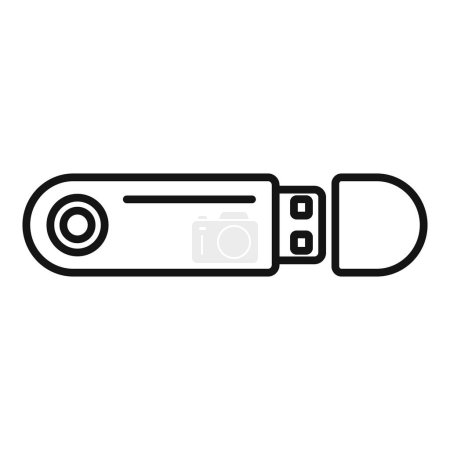Beste USB-Flash-Gerät Symbol Umrissvektor. Fokussiere die Maschinenlagerung. Cyber disk