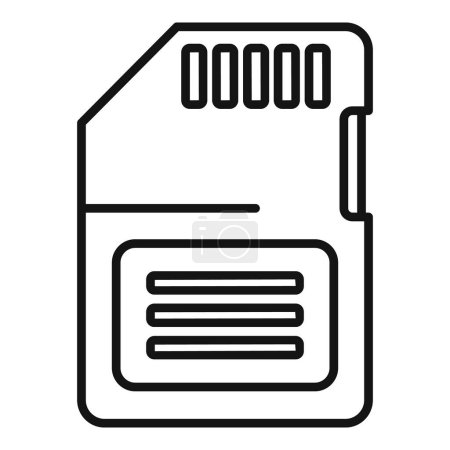 SD puce de stockage icône contour vecteur. Base de données d'archives. Disque machine produit