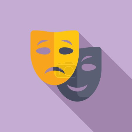 Theater mask icon flat vector. Mental busy coping skills. Advice help work