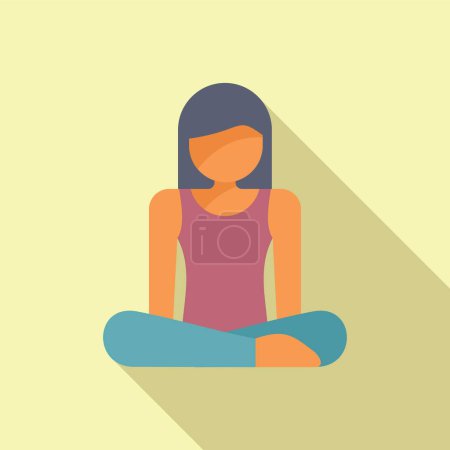 Person meditation pose icon flat vector. Coping skills health mental. Person therapy