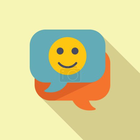 Ilustración de Chat feliz icono de asesoramiento vector plano. Habilidades de afrontamiento persona. Reduce la resiliencia al trabajo - Imagen libre de derechos