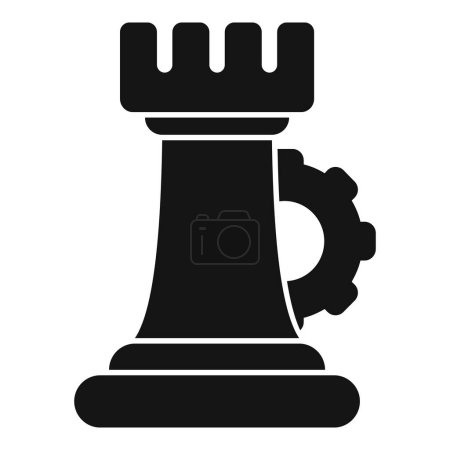 Ilustración de Torre de ajedrez icono de trabajo de engranajes vector simple. Habilidades de afrontamiento. Manejar soporte para hablar - Imagen libre de derechos
