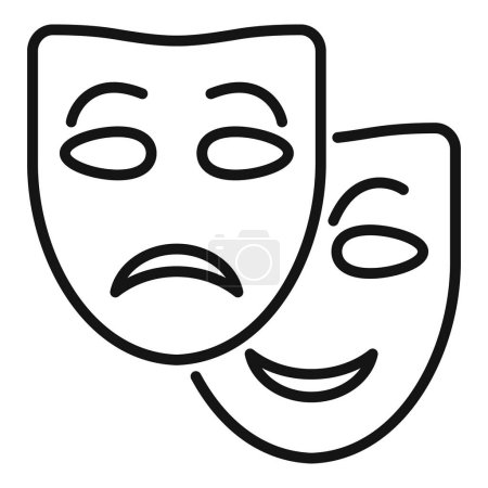Theater mask icon outline vector. Mental busy coping skills. Advice help work