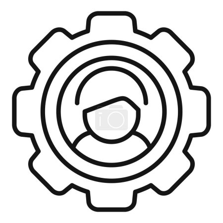 Gear work person icon outline vector. Coping skills business. Support handle learning