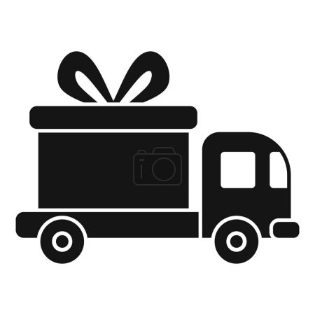 Illustration for Truck with big gift box icon simple vector. Donate help. Support love profit - Royalty Free Image