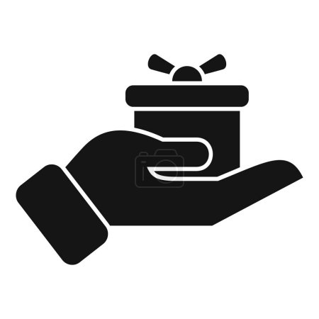 Illustration for Hand gift box icon simple vector. Financial donation for people. Care investment - Royalty Free Image