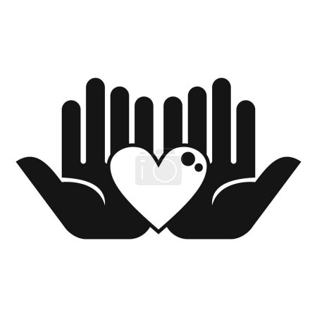 Illustration for Care hands support with love icon simple vector. People donation. Profit solitary share - Royalty Free Image