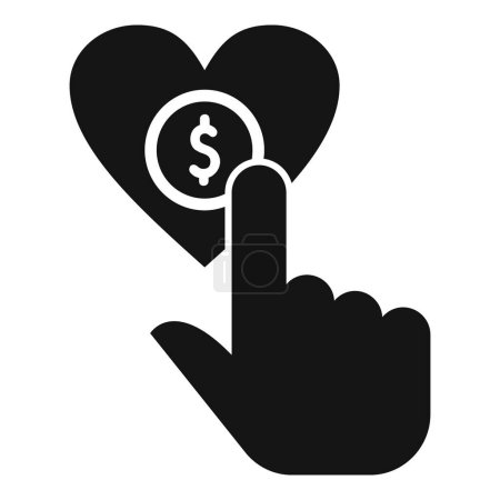 Love donation coeur icône simple vecteur. Bénéfice financier. Partager le style d'équipe solitaire