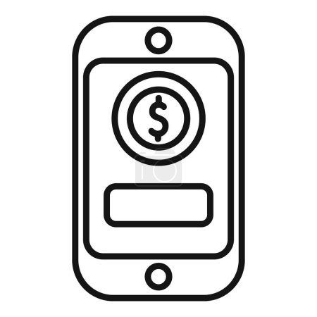 Illustration for Donate money with smartphone icon outline vector. Social love support. Payment project - Royalty Free Image