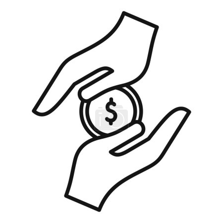 Illustration for Donate money support icon outline vector. Fundraising home hope. Resource payment - Royalty Free Image