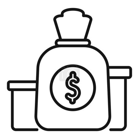 Illustration for Donate money bag icon outline vector. Fundraising financial investment. People hope - Royalty Free Image