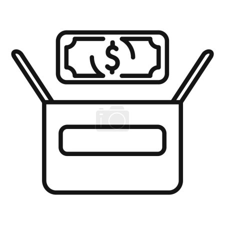 Illustration for Donate cash box icon outline vector. Care people love. Business finance profit - Royalty Free Image
