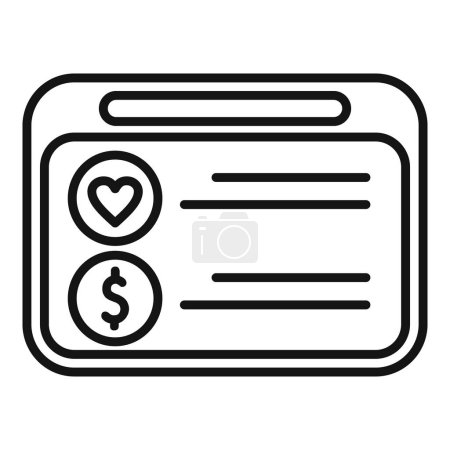 Illustration for Web money online support icon outline vector. Care fundraising. Financial investment - Royalty Free Image