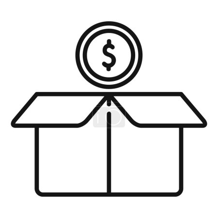 Donate money box icon outline vector. Social love support. People payment project