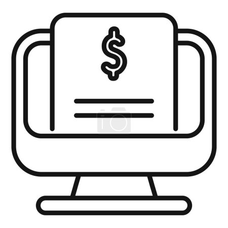 Illustration for Online money donation icon outline vector. Finance profit resource. World care charity - Royalty Free Image