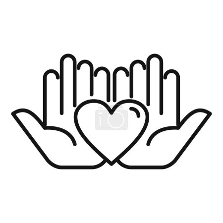 Care hands support with love icon outline vector. People donation. Profit solitary share