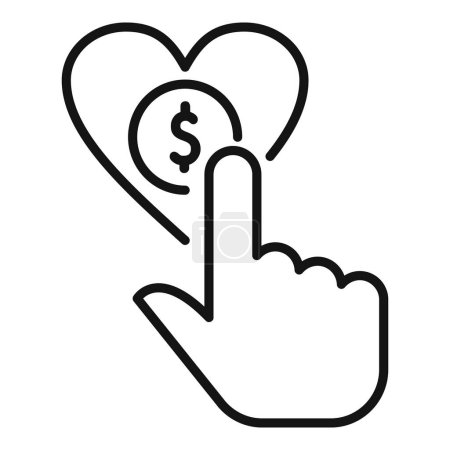 Illustration for Love donation heart icon outline vector. Finance profit. Share solitary team style - Royalty Free Image