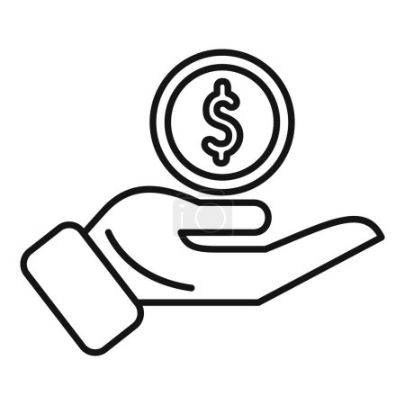 Illustration for Care support hand icon outline vector. Business finance profit. Header people page - Royalty Free Image