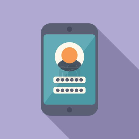 Person phone sign in icon flat vector. Application number. Step data code