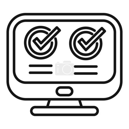 Ilustración de Approved online registration icon outline vector. Dispositivo de PC multifactor. Código de datos digitales - Imagen libre de derechos