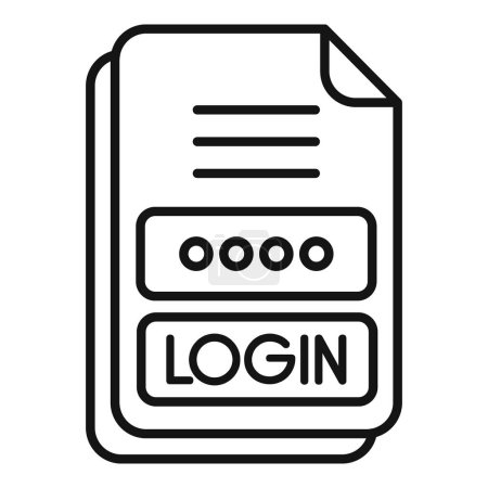 Login contraseña icono de registro contorno vector. Formulario de número de Internet. Contraseña digital verificar