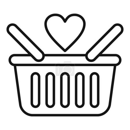 Wish list shop basket icon outline vector. Button care delivery. Desire items