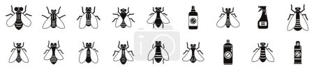 Les icônes de mouche Tsetse définissent un vecteur simple. Maladie dangereuse. Buzz de mouche domestique des insectes