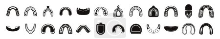 Mouthguard icons set simple vector. Dental boxer guard. Protector equipment