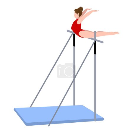 Horizontal bar gymnastic icon cartoon vector. Sport fitness center. Female sport