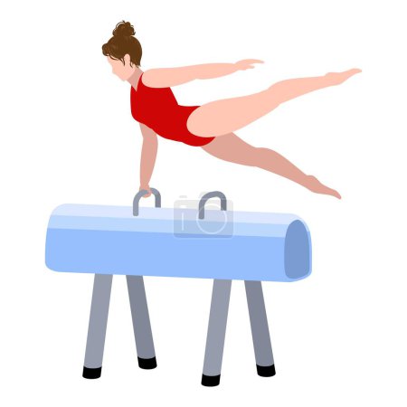 Gymnastic horse icon cartoon vector. Female training indoor. Acrobat school