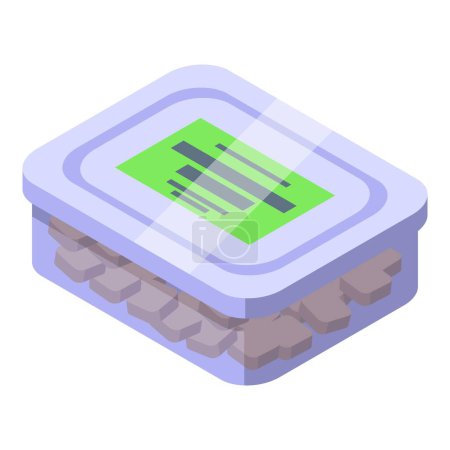 Ilustración de Pan crouton icono caja vector isométrico. Snack de nutrición cubo. Grano pequeño - Imagen libre de derechos