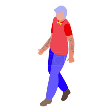 Ilustración de Extremo tatuajes manos icono vector isométrico. Vieja persona mayor. Arte corporal - Imagen libre de derechos