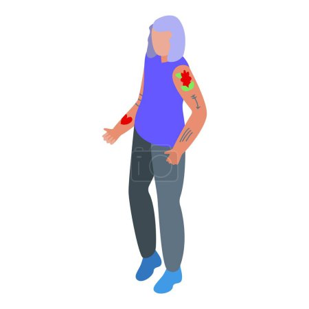 Freak character with tattoos icon isometric vector. Cute person. Biker rocker