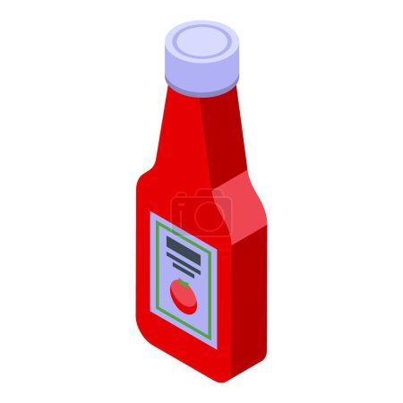 Illustration for Ketchup bottle icon isometric vector. Dish spicy meat. Cooking wing menu - Royalty Free Image