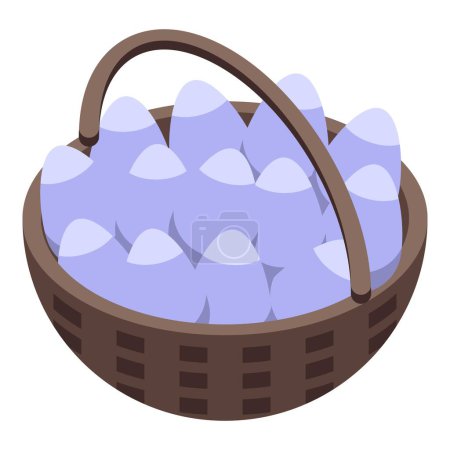 Full basket of eggs icon isometric vector. Chicken farm. Stable industry business