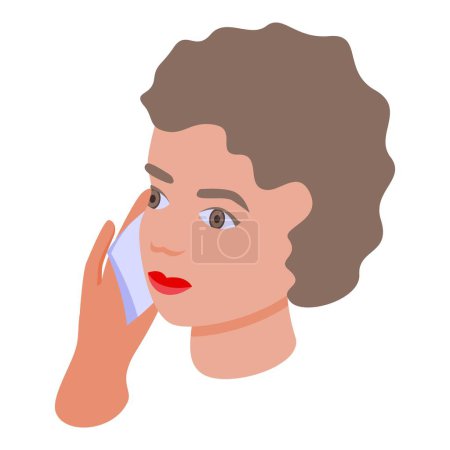 Clean makeup with tissues icon isometric vector. Beauty mask. Wash cleaning