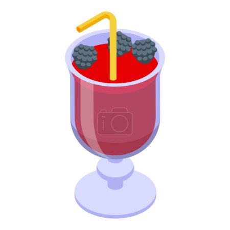 Berry alcoholic cocktail icon isometric vector. Vodka summer. Restaurant glass