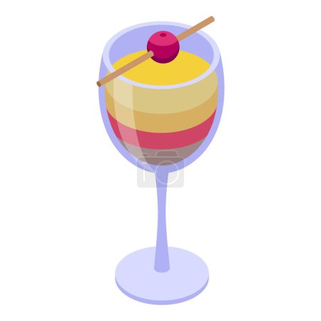 Cherry cocktail icon isometric vector. Summer food. Drink ice bar glass