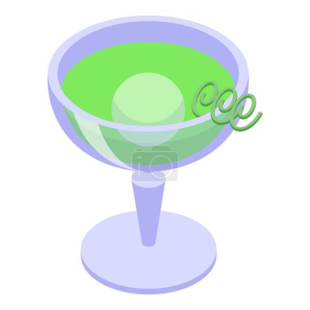 Green alcoholic cocktail icon isometric vector. Vodka glass. Ice bar gin