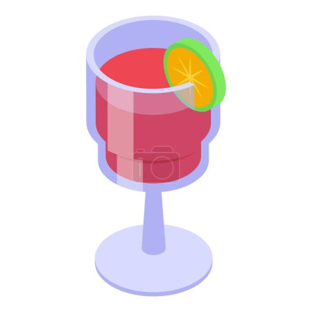 Summer cold cocktail icon isometric vector. Lime straw pink. Colorful cream