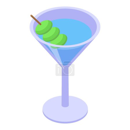 Olives alcoholic cocktail icon isometric vector. Party holiday. Colorful cream