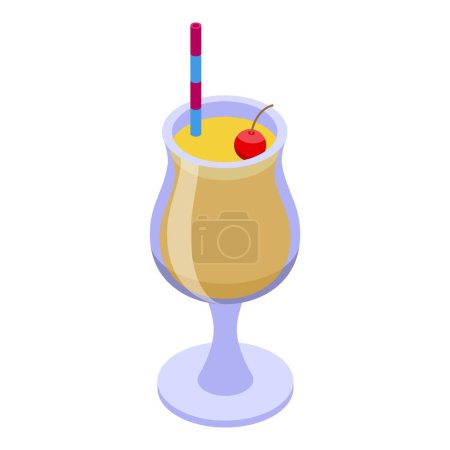 Summer beach cocktail icon isometric vector. Juice minimal. Tropical glass